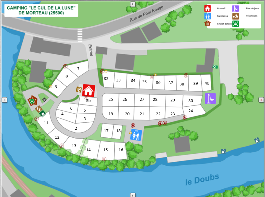 Plan du camping Cul de la Lune